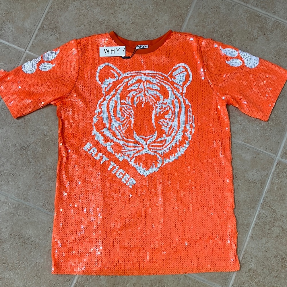 Orange Sequin Game Day Clemson Tiger Dress